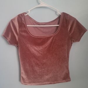 Rose gold Pink Velvet Crop Top  Short sleeve shirt size small